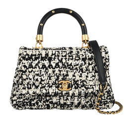 Small Coco Handle, Tweed/Leather, Black/Cream, 25253469(2018), S, 3*